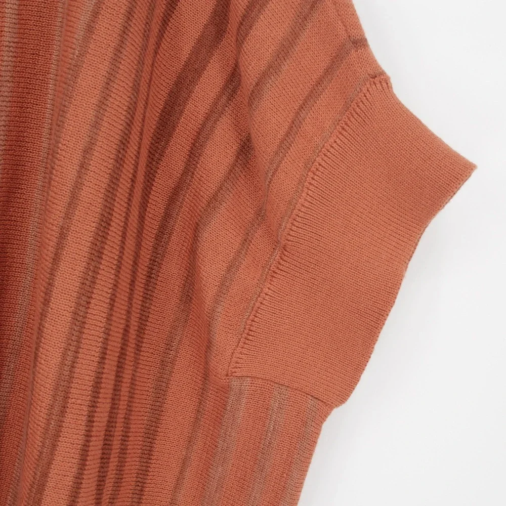 Democracy Women's Batwing Dolman‎ Sleeve Rust Striped Boho Knit Sweater Size M